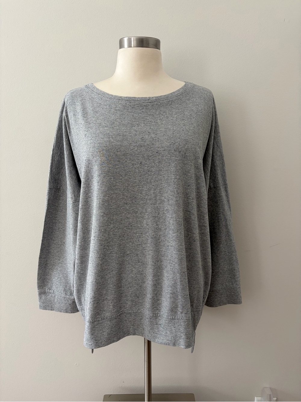 Eileen Fisher Organic Recycled Cotton Boxy High Low Sweatshirt Gray L Minimalist